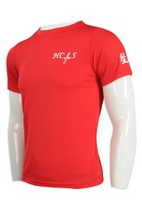 T937 訂做男裝修身T恤 100%滌 T恤製造商    紅色  男生 短 t